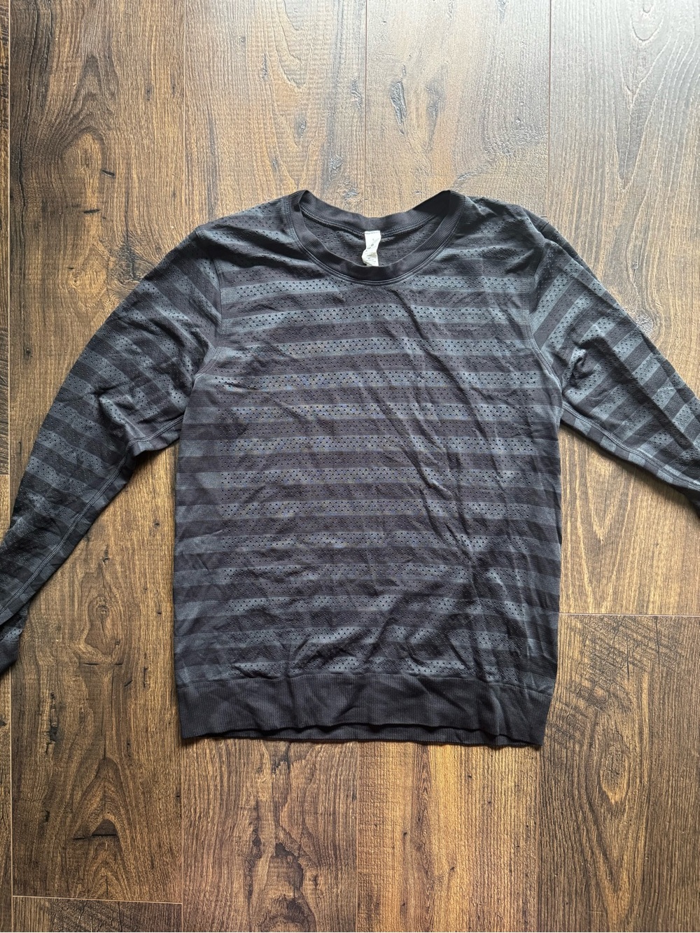 lululemon athletica Black and Charcoal Striped Long-Sleeve Tee